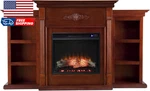 Sei Furniture Tennyson Electric Fireplace With Bookcases New Mahogany. Fixed Price $1230.73.