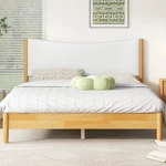 Solid Rubber Wooden Bed Cover, Soft Cushion, Headboard, Supporting Feet. Fixed Price $256.00.