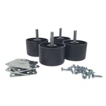Leg Daddy 1-5/8" Black Round Hdpe Plastic Sofa Non-slip Rubber Base Set 4. Fixed Price $31.49.