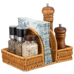 Boho Rattan Napkin Holder With Spice Rack Woven Dining Table Organizer For Na.... Fixed Price $28.91.