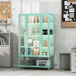 76.75'' Tall Display Cabinet,with Glass Doors And Led Lights,steel Curio. Fixed Price $420.00.