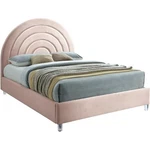 Meridian Furniture Rainbow Pink Velvet Queen Bed Acrylic Finish. Fixed Price $712.88.