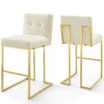 Modway Privy 27.5" Modern Velvet Bar Stools In Ivory/gold (set Of 2). Fixed Price $365.99.