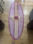 Pottery Barn Kids Pink Surfboard Wool Rug Bedroom Floral Vintage 5'3" X 23". Fixed Price $119.00.
