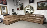 Natuzzi 6 Pc Modular Leather Sectional Sofa. Fixed Price $3150.00.