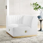 Modway Conjure Channel Tufted Performance Velvet Left Corner Chair In Gold White. Fixed Price $500.09.