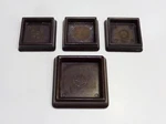 Lot 4 Vtg Bassick Nomar Furniture Coasters Rests Bakelite Brown Square 2" 3" Mcm. Fixed Price $9.99.