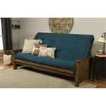 Pemberly Row Modern Queen-size Wood Futon With Suede Blue Mattress. Fixed Price $909.71.