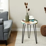 Welland Side Reclaimed Wood, Round Hairpin Leg End Table, Night Stand,. Fixed Price $62.04.