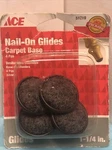 PACK-1 1/4" Round Black Nail On Carpet Base Glides- Ace 51219. Fixed Price $6.99.