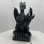 Ebros Crouching Dragon Pedestal Side Table Globe Lamp Statue 20" (damaged). Fixed Price $50.00.