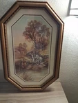 Vintage Country Landscape Framed Wall Art Octagon Wood Farmhouse Decor. Fixed Price $59.99.