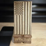 American Flag Patriotic We The People Wood Cell Phone Desk Stand Holder. Fixed Price $19.99.