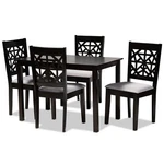 Baxton Studio Jackson Gray Upholstered Espresso Finished Wood 5-PIECE Dining Set. Fixed Price $448.89.