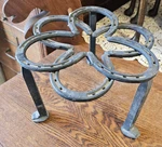 Unique Horseshoe Art Piece Plant Stand Sculpture Country Western Decor Americana. Fixed Price $60.00.