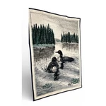 Vintage Biederlack Of America Loon Lake Fleece Blanket Green Navy Blue Cabin Usa. Fixed Price $85.00.
