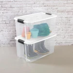 4-PACK Stackable Storage Bin With Lid Clear Plastic Design 70 Quart Latch Boxes. Fixed Price $83.89.