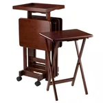 Winsome Wood Serving Tray Snack Table 19.69" Foldable Walnut Storage Stand 6-PCE. Fixed Price $119.19.