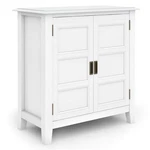Simpli Home Burlington Solid Wood 30"W Transitional Low Storage Cabinet White. Fixed Price $360.17.