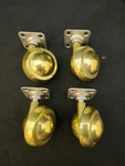 Vintage Nos Shepherd Brass Ball Casters Round Wheels 2" Dia. B27. Fixed Price $26.95.