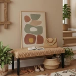 Acacia Wood Indoor Bench With Woven Seat, Boho Entryway & Living Room Furniture. Fixed Price $238.99.