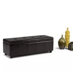 New Simpli Home 48" Cambridge Castleford Storage Ottoman - Color Coffee Brown. Fixed Price $159.99.