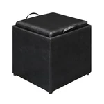 Convenience Concepts Park Avenue Faux Leather Cube Ottoman With Stool In Black. Fixed Price $116.99.