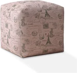 Homeroots Pink Twill Paris Pouf Cover For Otomman 17"X17"X17". Fixed Price $44.99.