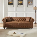 85.5" 3-SEATER Chesterfield Sofa Couch High-tech Fabric Button Tufted Brown. Fixed Price $579.99.
