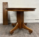 Antique American Empire Style Scroll Foot Pedestal Dining Table Breakfast. Fixed Price $1195.00.