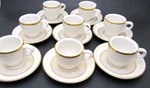 Jackson Custom China Fall Creek Restaurant Espresso Mugs Saucers Cups Gold Set 8. Fixed Price $68.00.