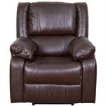 Pemberly Contemporary Leather Recliner With Pillow Back Brown. Fixed Price $444.24.