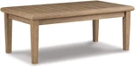 Signature Design By Ashley Gerianne Outdoor Coffee Table, Eucalyptus Wood. Fixed Price $384.99.