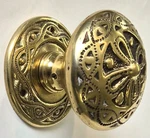 Pair Ornate Round Cast Solid Brass Door Knobs Backplate Antique Pull Handle 63MM. Fixed Price $132.99.