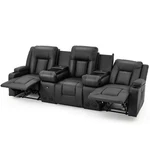 Recliner Sofa Manual Rv Reclining Couch Pu Home Theater Seating W/ Console Usb. Fixed Price $699.99.