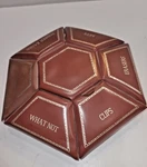 Vtg Hexagon Desk Caddy Organizer Brown Gold Faux Leather 7 Section Lazy Susan. Fixed Price $29.99.