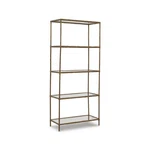 Signature Design By Ashley Ryandale 73" Bookcase, Antique Brass Finish Metal. Fixed Price $505.95.