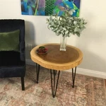 Rustic Natural Round End Wood Side Table, Nightstand, Plant. Fixed Price $127.39.