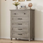 Modern 5-DRAWER Tall Dresser For Bedroom, Living Entryway, Gray. Fixed Price $138.59.