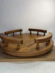 Oak Wooden Lazy Susan Turntable Railed Vintage Ball Bearings Solid 14. Fixed Price $39.99.
