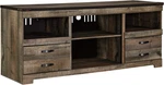 Ashley Trinell Rustic Stand With Fireplace, Fits Up To 60", Brown. Fixed Price $754.99.