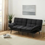 Stylish Convertible Memory Foam Futon, Black Faux Suede Fabric, 72'' New. Fixed Price $290.00.