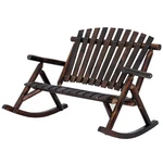 Brown Rocking Wood Adirondack Chair For 2 People With Rustic Log Design. Fixed Price $208.32.