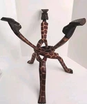 African Wood Hand Carved 3 Man Unity Sculpture Interlock Tribal Art Plant Stand. Fixed Price $45.86.