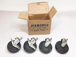 Vtg Noelting Faultless 4" Ball Bearing Swivel Casters Set Pixmobile 2X Locking. Fixed Price $30.00.