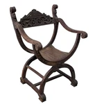 Antique Baroque Carved Walnut Arm Chair Savonarola Heads Faces Project Fantasty. Fixed Price $247.50.