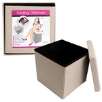 Folding Cube Ottoman Seat Footstool Storage Box + Lid 15" Faux Leather Beige New. Fixed Price $15.95.