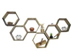 Hexagon Shelves Wooden Rack 6 Pices Set Floating Shelf Unique Style Gift. Fixed Price $273.00.
