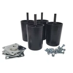 Daddy 3" Black Round Hdpe Plastic Sofa Leg, Set 4 With T-plates. Fixed Price $18.89.