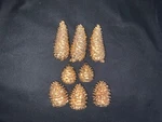 Department 56 Set Of 8 Heavy Weight Metal Gold Colored Pine Cones. Fixed Price $35.00.